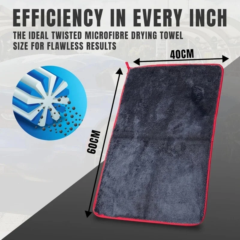 Ultra Absorbent Car Towel 500GSM Microfiber Drying Towel - Ultra Absorbent Thickened Technology with Twist Ring Design