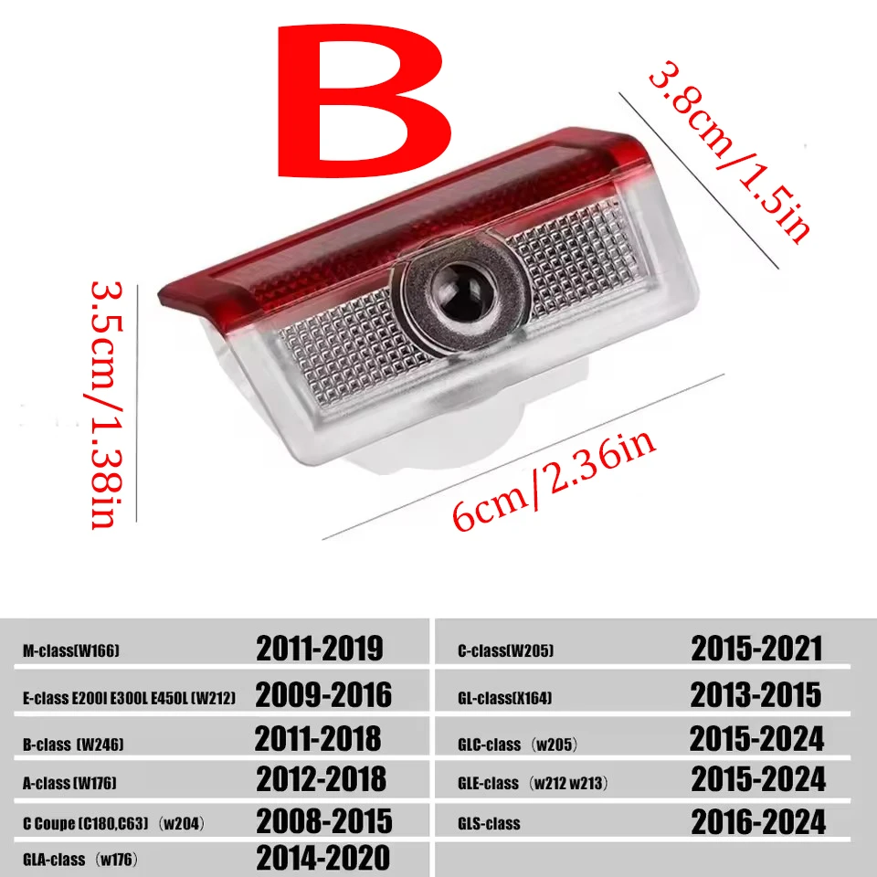 2Pcs Led Car Door Welcome Light Logo Projector For Mercedes Benz W177 W213 W246 GLB GLC GLA GLS GLE1 W212 W205 AMG ML W176 W166