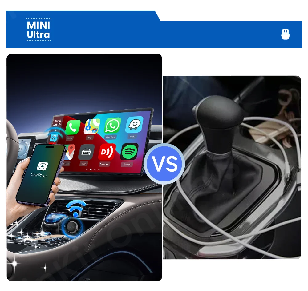 CarlinKit Mini Ultra 3 Wireless CarPlay Android auto Adapter for Car infotainment Upgrade BT 5.4GHz Wifi 5.8GHz OTA Compact