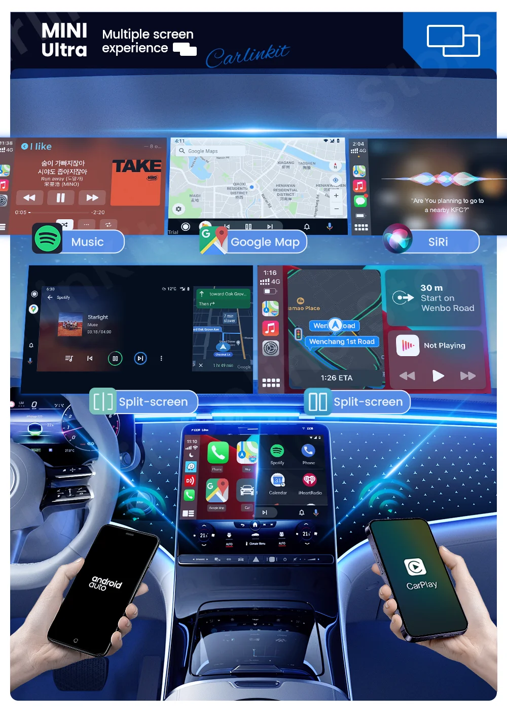 CarlinKit Mini Ultra 3 Wireless CarPlay Android auto Adapter for Car infotainment Upgrade BT 5.4GHz Wifi 5.8GHz OTA Compact
