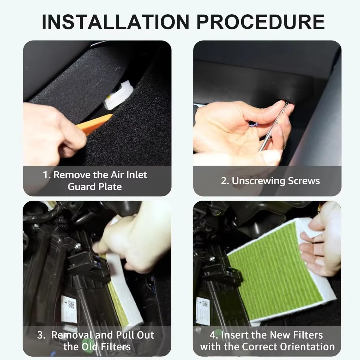 PINMOAP Activated Carbon Replacement Cabin Air Filter Dust Prevention Is Suitable For Tesla Model 3/Y With Installation Tool