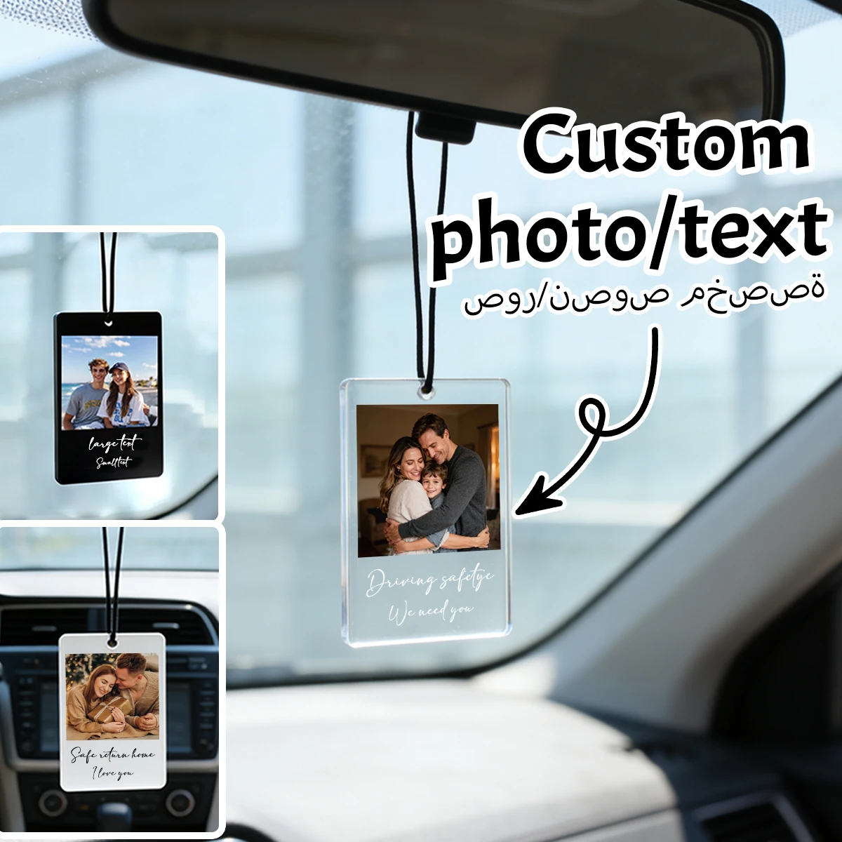 Custom Acrylic Car Pendants, Personalized Car Accessories, Customized Photo Ornaments, Custom Couple Photos, Hanging Ornaments