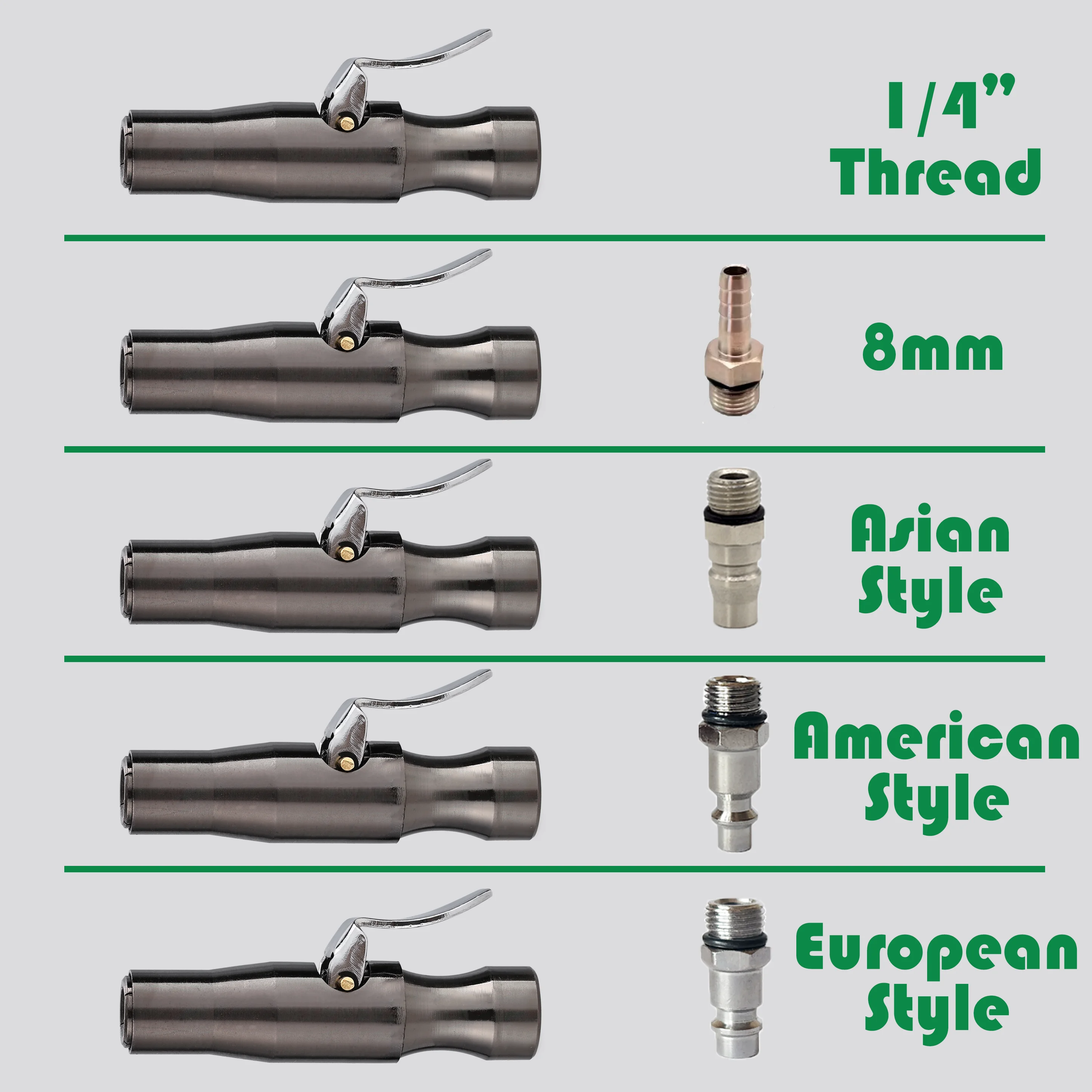 Self-Locking Tire Air Chuck Four Teeth Lock on Tire Chuck Open Flow or Closed Flow Applicable Tire Pressure Gauge Air Compressor