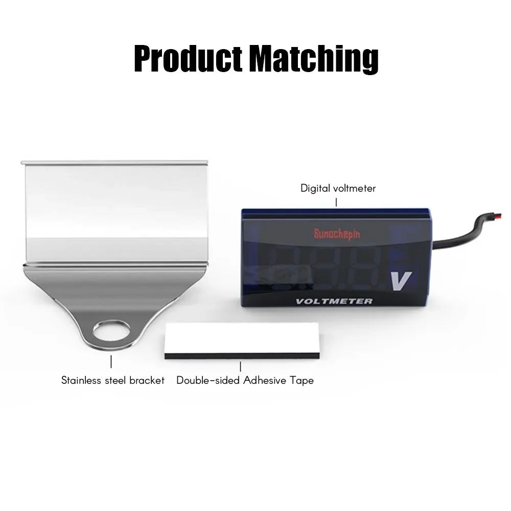 10-150V Waterproof Motorcycle LED Digital Voltmeter Battery Voltage Monitor