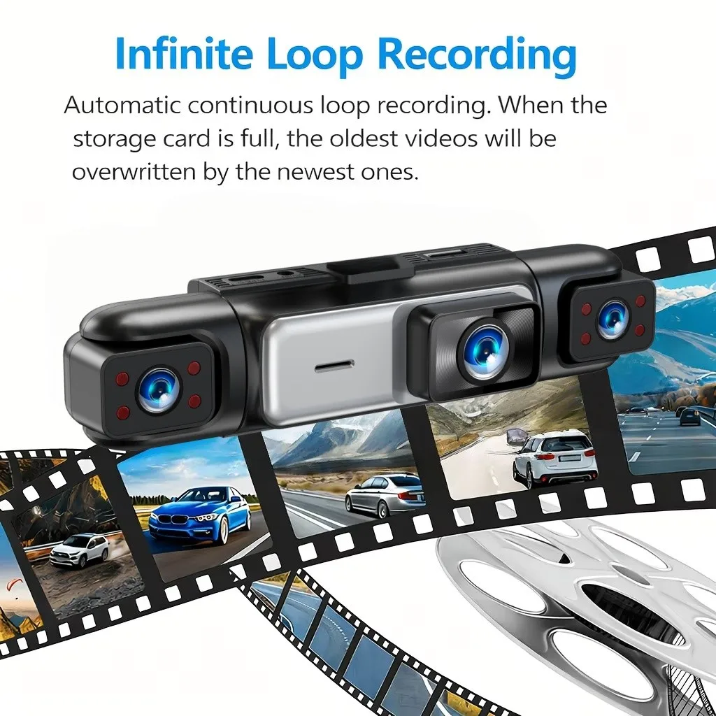 4CH WiFi Dash Cam for Car 360 DVR Camera APP Control 24H Parking Mode Video Recorder IR Night Vision