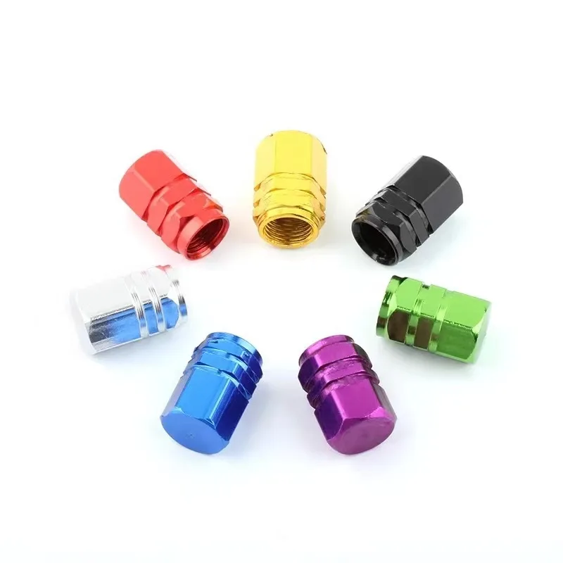 Hex Aluminum Explosion-proof Valve Caps Fit Car & Moto Block Dust Rust Choose Seal Ring or No Ring Various Colors for Wheels