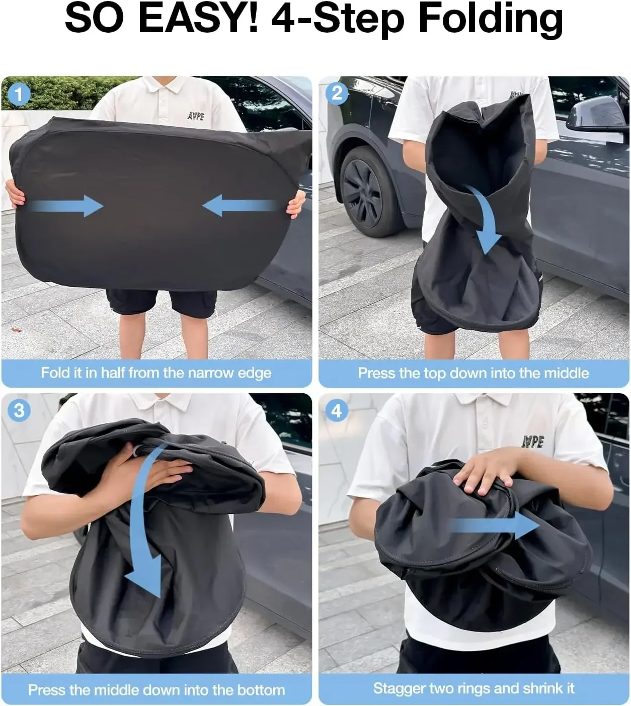 For Tesla Model Y Juniper 2026 Model 3 Highland Windshield Sunshade Sun Blockage Foldable Heat Insulation Sunshade Storage Bag