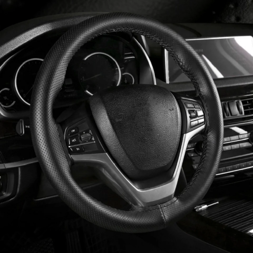 DIY Car Steering Wheel Cover Fiber Leather with Needle Braid on Steering Wheel SkidProof Car Styling Interior Accessorie