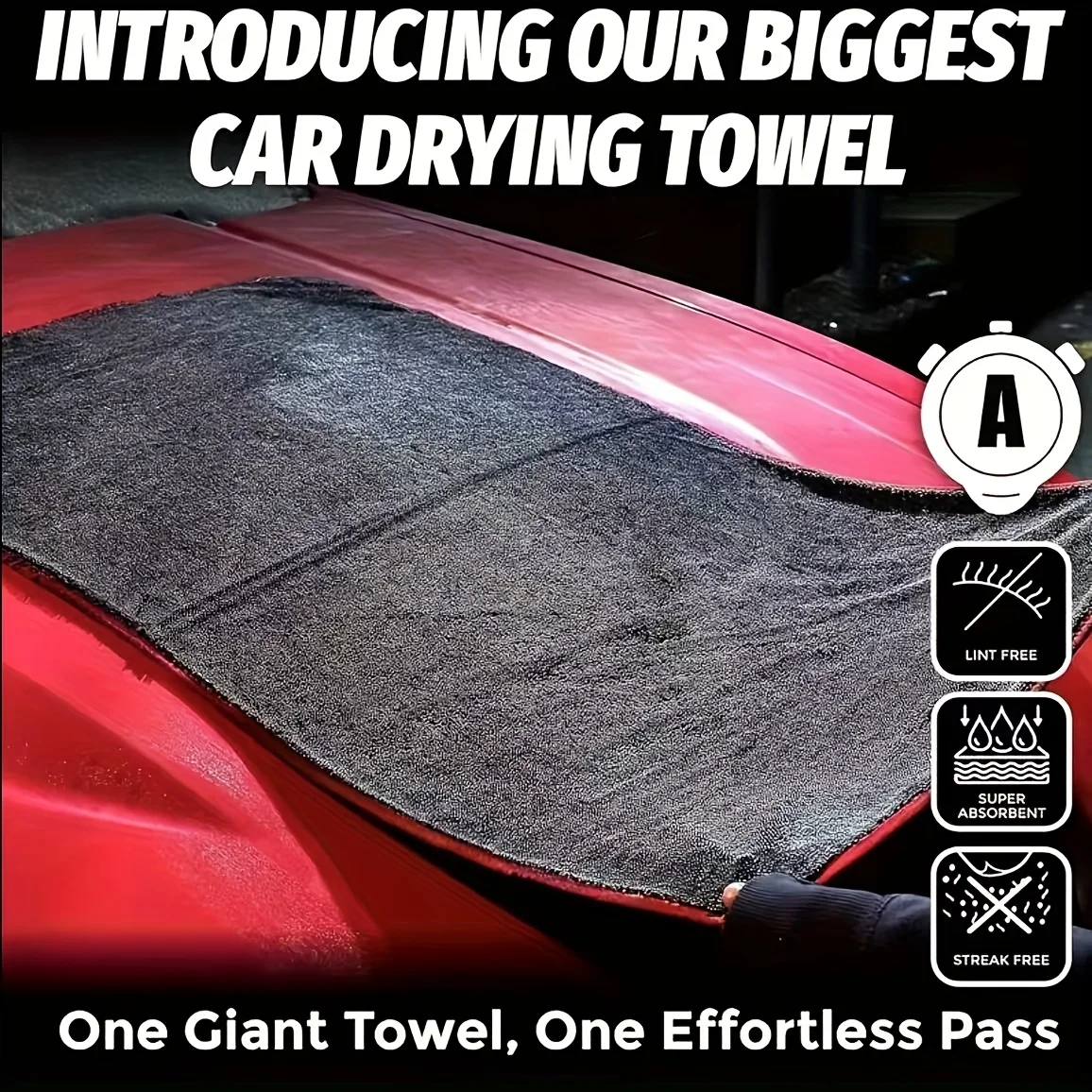XXL Extra Large Microfiber Car Drying Towel, Ultra Absorbent Thickened Cleaning Towel with Twist Ring Design