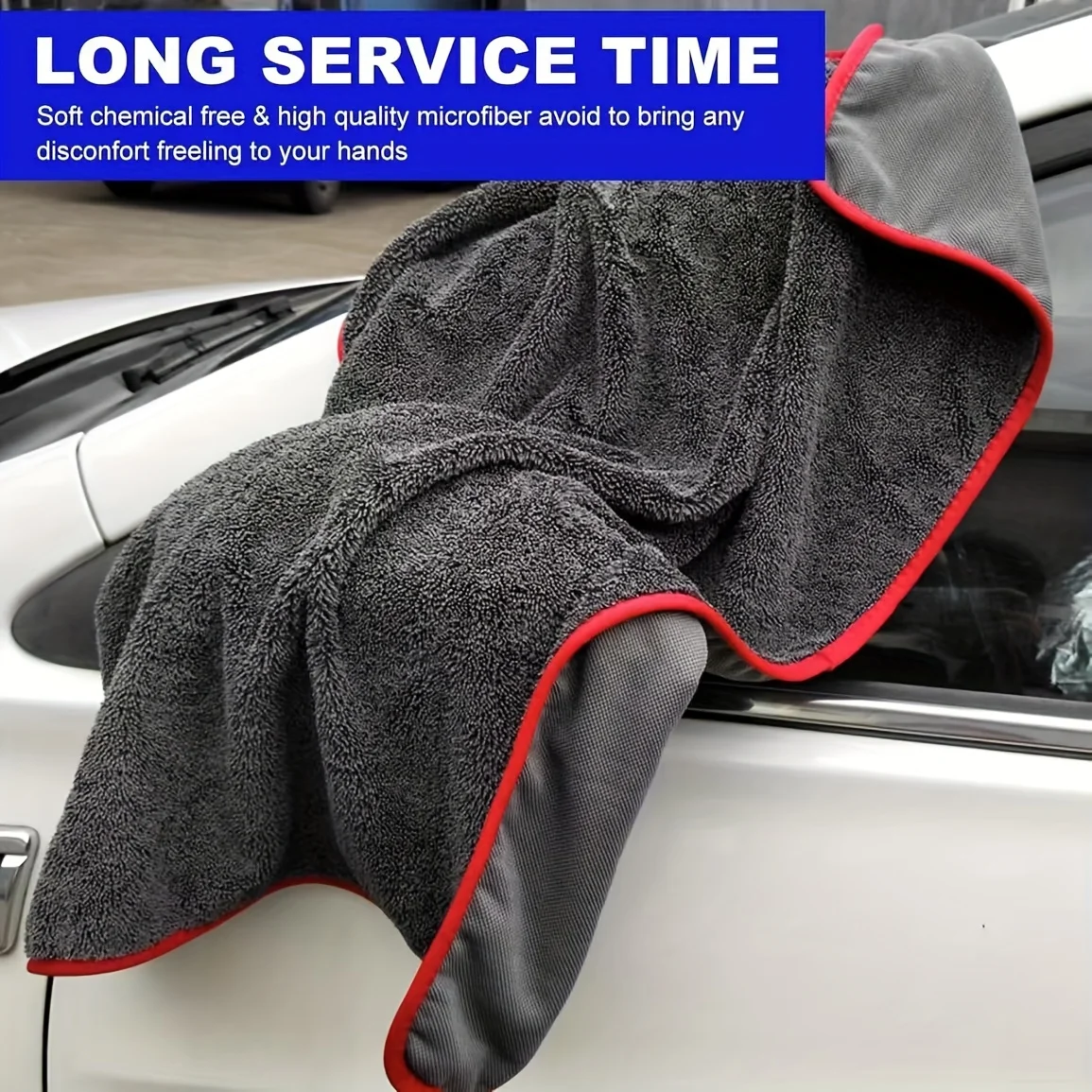 XXL Extra Large Microfiber Car Drying Towel, Ultra Absorbent Thickened Cleaning Towel with Twist Ring Design