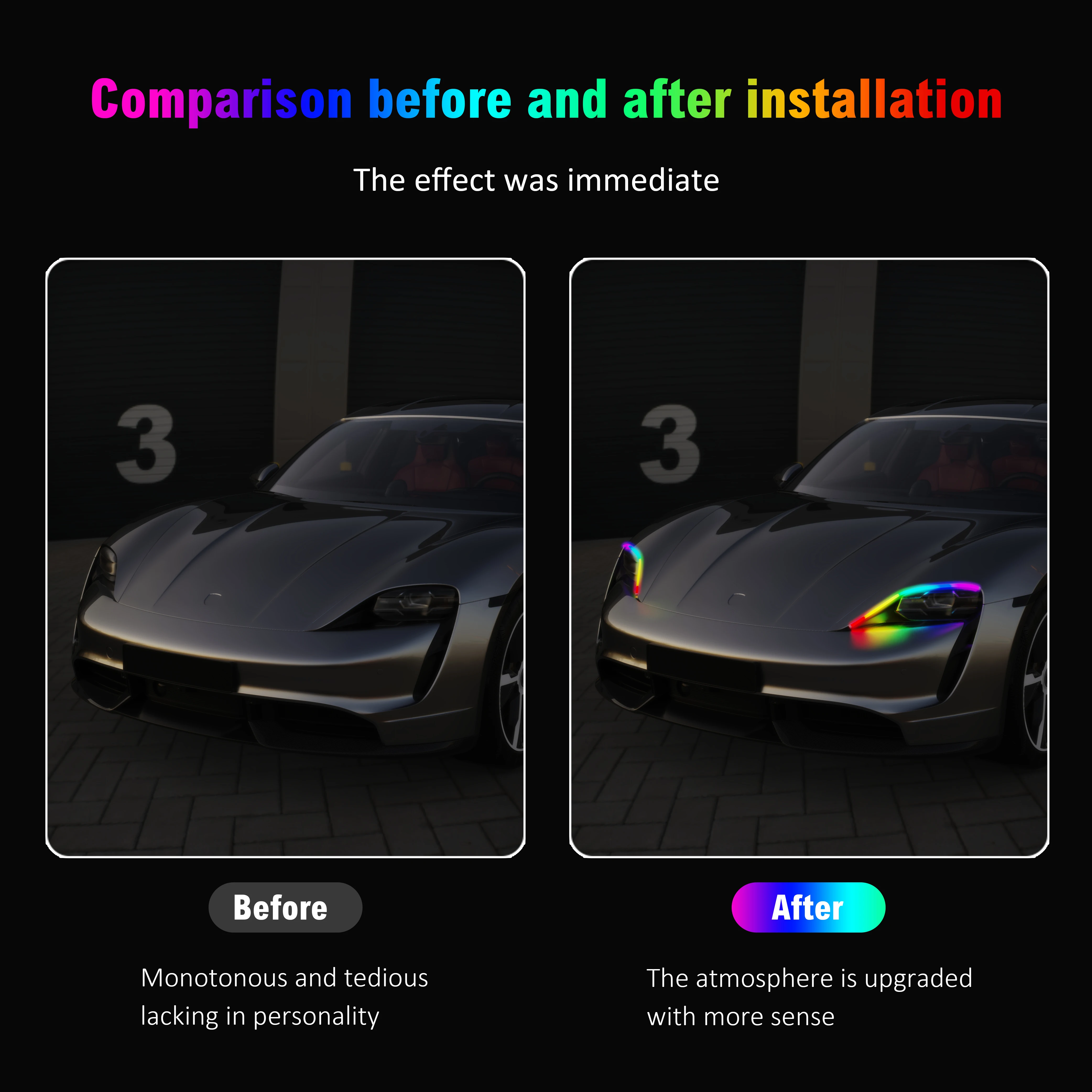 2PCS 30/45/60cm DRL Car LED Daytime Running Light APP Control RGB Flowing Turn Signal Lights Strip Headlight Decorative Lights