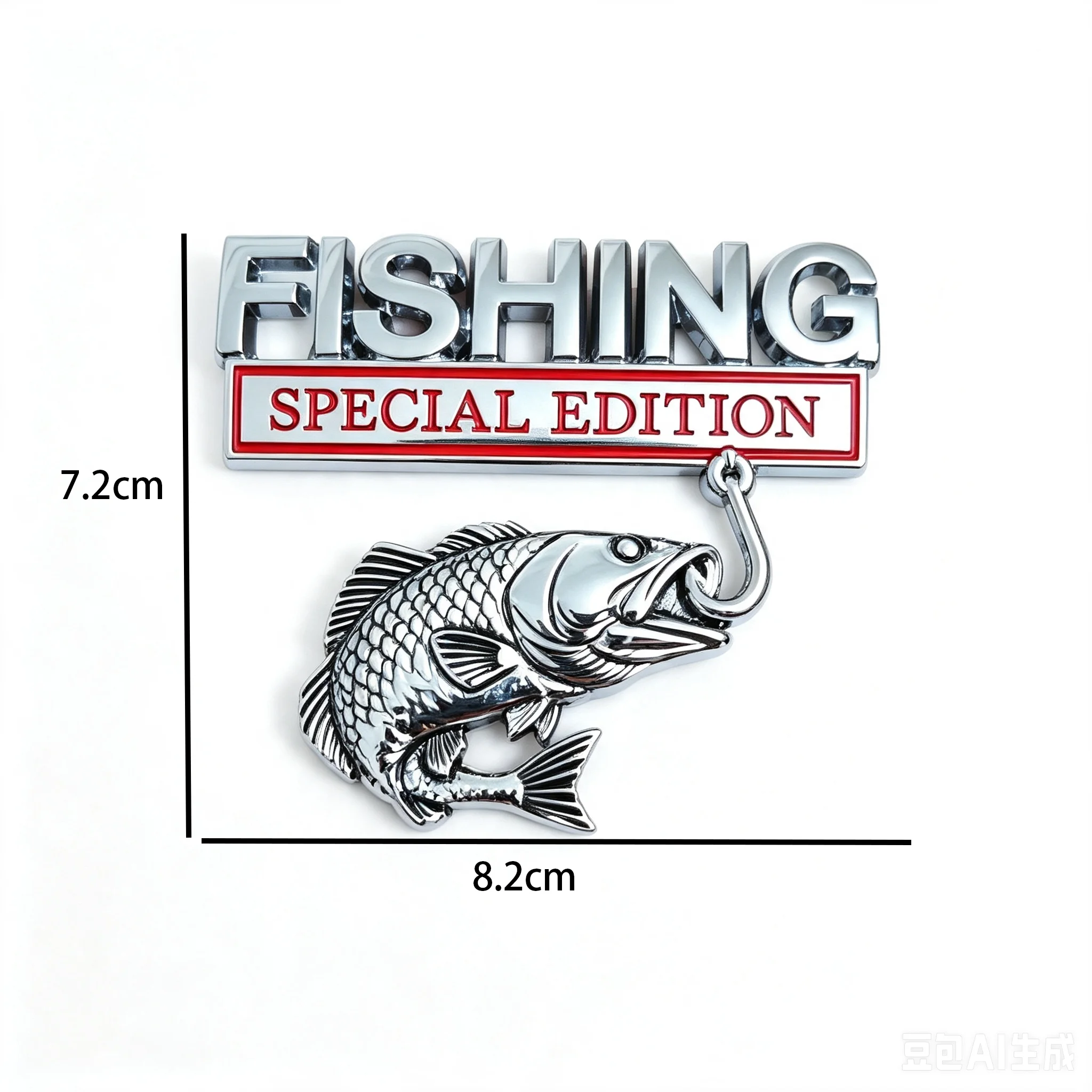 3D Metal Car Emblem Sticker Fishing Special Edition Realistic Bass Fish Hook Trunk Fender Badge Decal Waterproof Auto Exterior