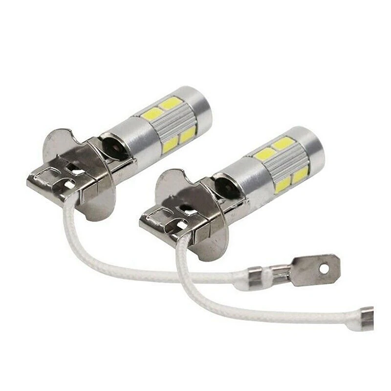 2PCS H1 H3 LED Car Bulbs 6000K White LED High Power 10-SMD 5630 Car Decoding Fog Light Driving DRL Auto Lamp