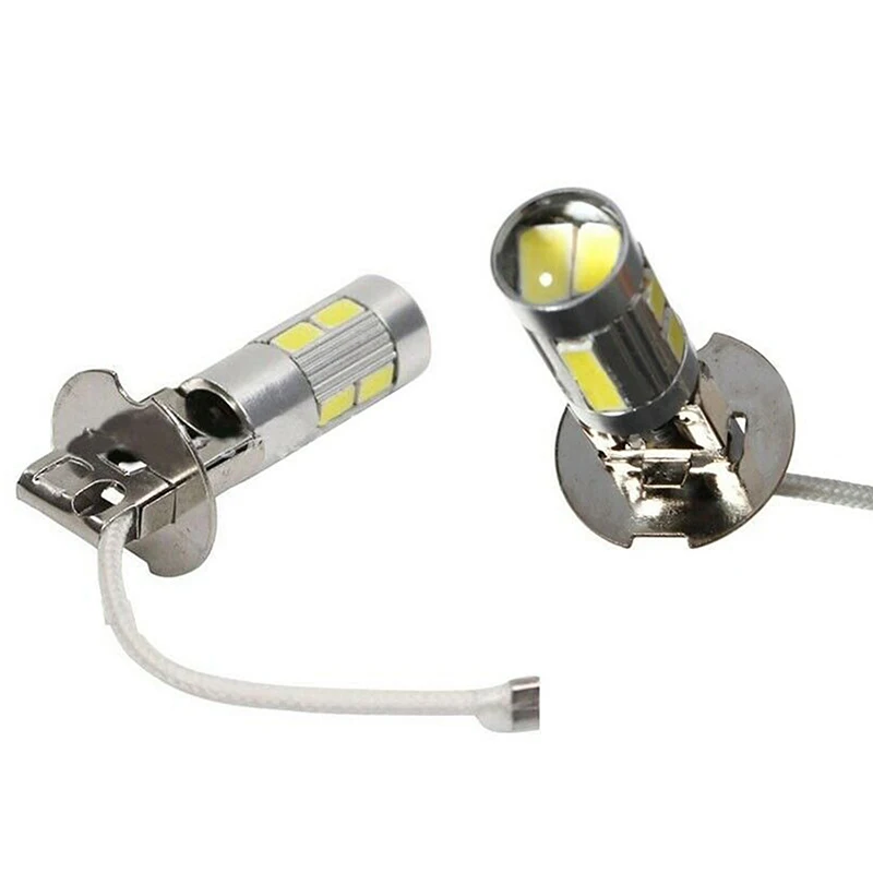 2PCS H1 H3 LED Car Bulbs 6000K White LED High Power 10-SMD 5630 Car Decoding Fog Light Driving DRL Auto Lamp
