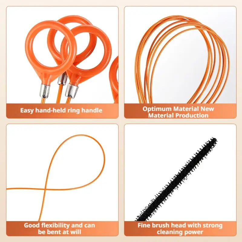 1/3 PCS Car Drain Hole Unclogger Tool + Washbasin Cleaning Brush (130/81cm) Flexible Long Drain Steel Wire Auto Accessory