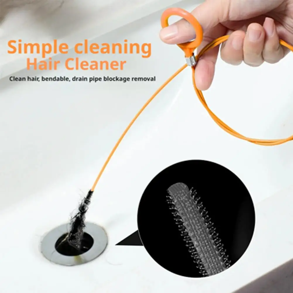 1/3 PCS Car Drain Hole Unclogger Tool + Washbasin Cleaning Brush (130/81cm) Flexible Long Drain Steel Wire Auto Accessory