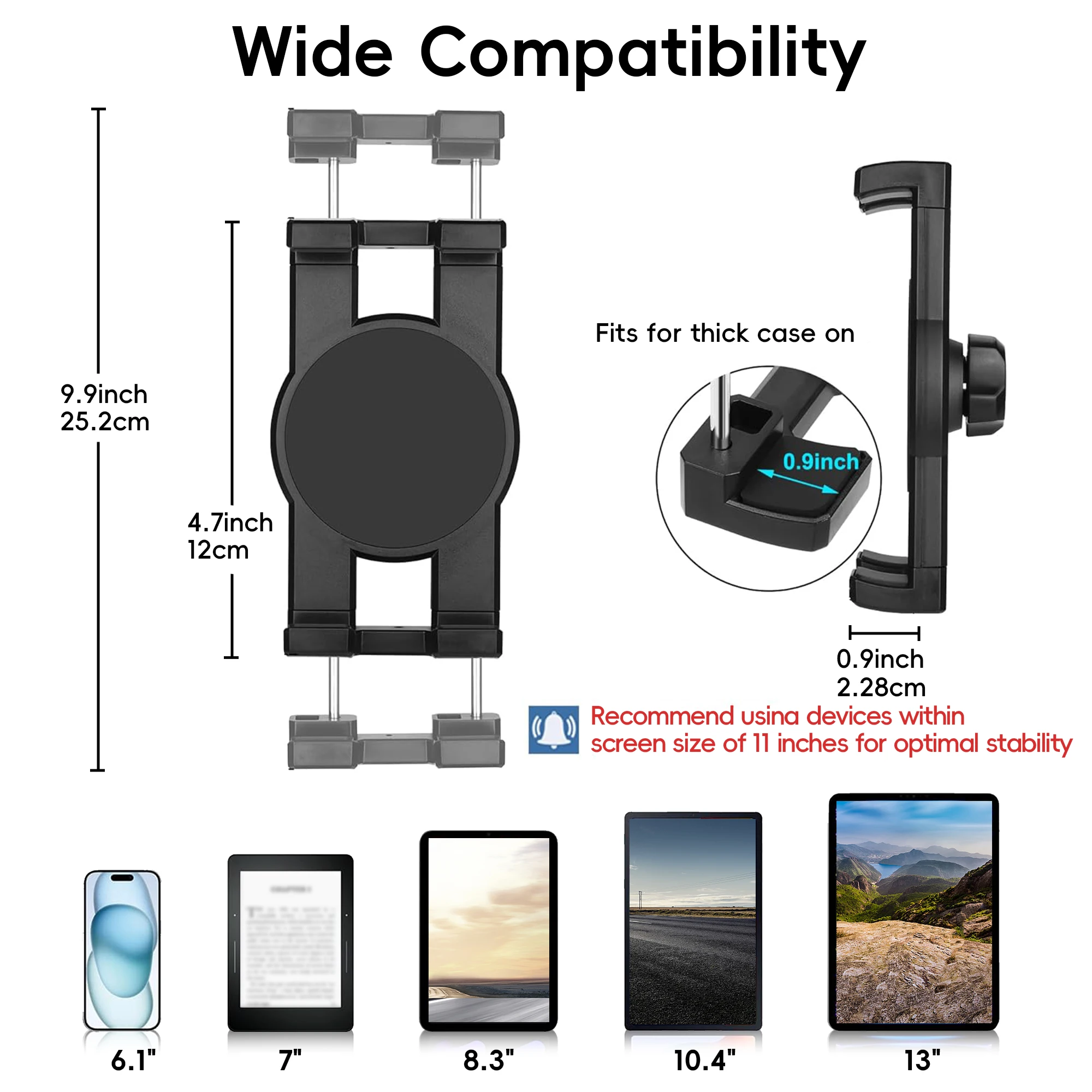 Tablet Holder for Car, 3 in 1 Cup Holder ipad Car Phone Mount with Expander,Adjustable Base and Long Arm for 4-12.9‘’ Tablet,