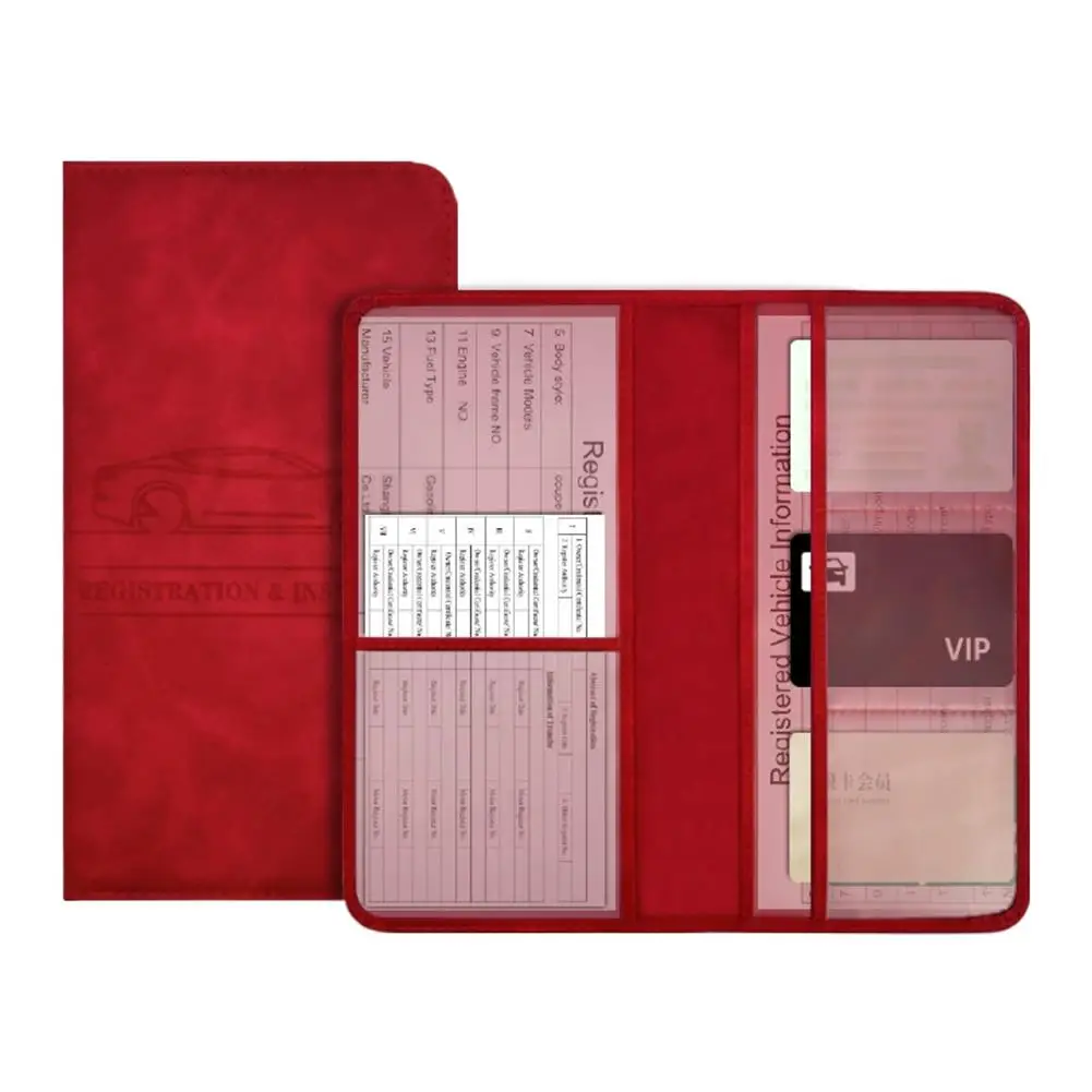 PU Leather Car Registration Insurance Card Holder Driver's License Cover Auto Documents Storage Wallet