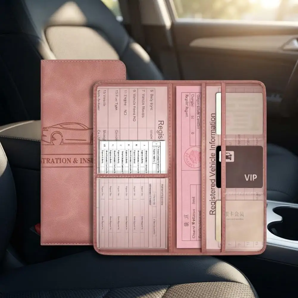 PU Leather Car Registration Insurance Card Holder Driver's License Cover Auto Documents Storage Wallet