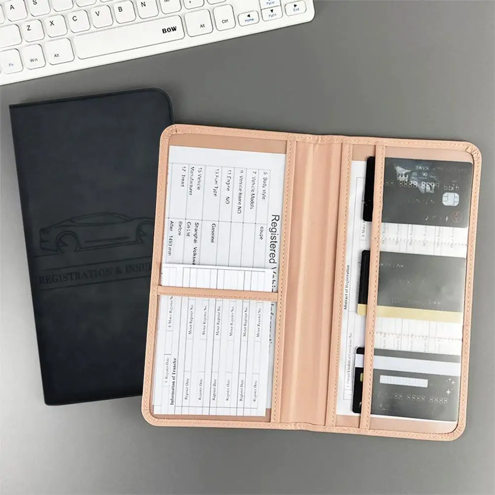 PU Leather Car Registration Insurance Card Holder Driver's License Cover Auto Documents Storage Wallet