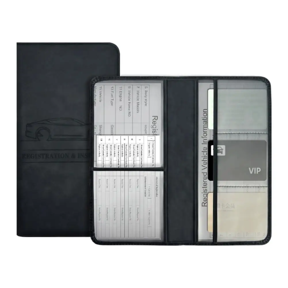 PU Leather Car Registration Insurance Card Holder Driver's License Cover Auto Documents Storage Wallet