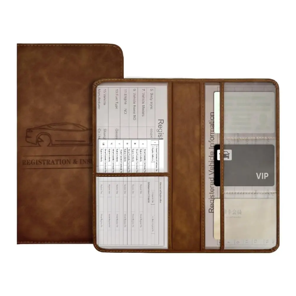 PU Leather Car Registration Insurance Card Holder Driver's License Cover Auto Documents Storage Wallet