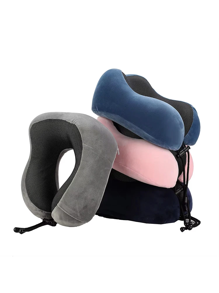 Massage U Shaped Memory Foam Neck Pillow Ergonomic Cervical Support Soft Travel Pillow for Airplane Car Road Trip Rest