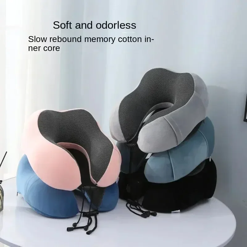Massage U Shaped Memory Foam Neck Pillow Ergonomic Cervical Support Soft Travel Pillow for Airplane Car Road Trip Rest