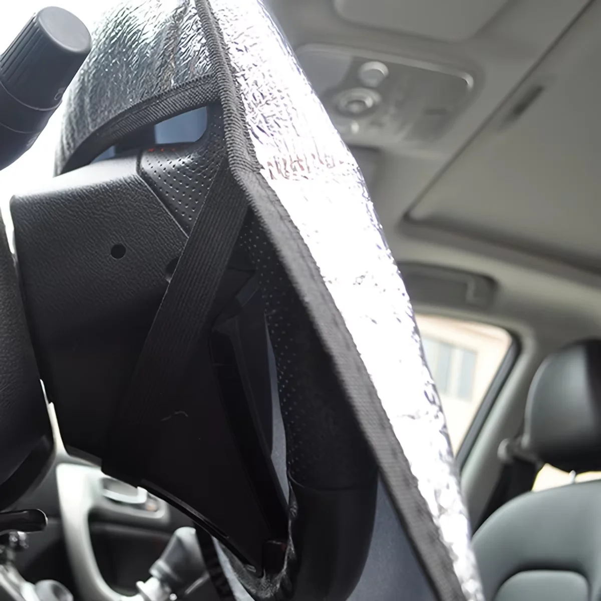 Car Steering Wheel Sun Shade Double Thick Sun Protection Foldable Anti-uv Sunscreen Car Supplies Car Steering Wheel Cover Silver