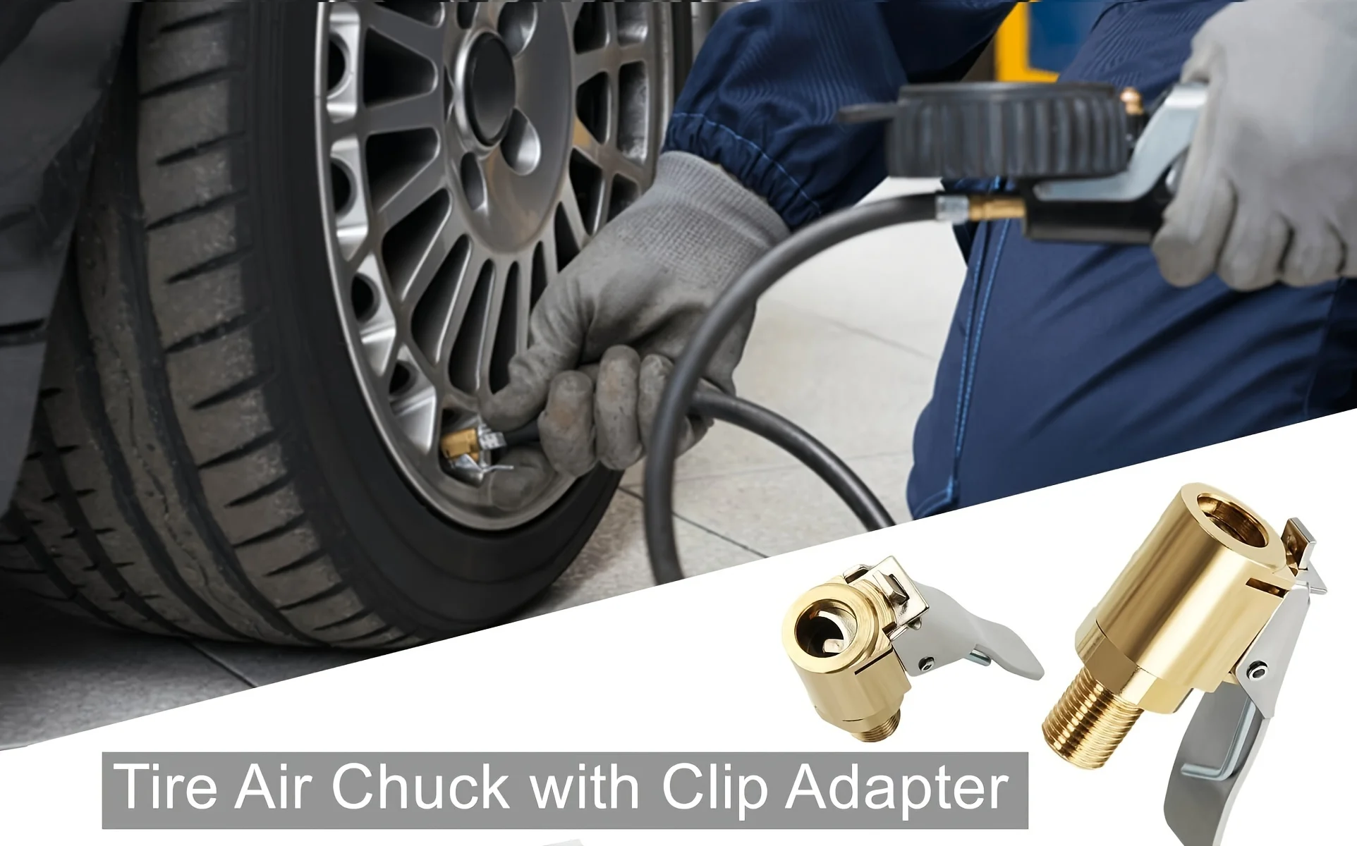 Universal Brass Locking Tyre Air Chuck Clip Adapter Automotive Grade Quick Inflation for Car Motorcycle Bike Accessories
