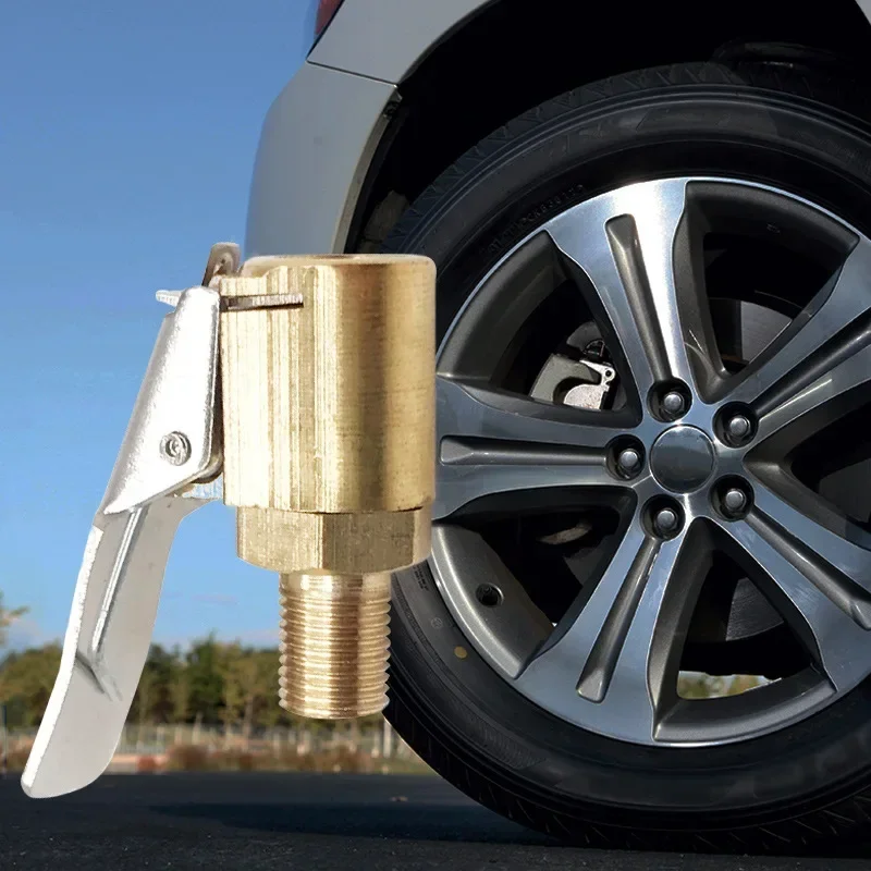 Universal Brass Locking Tyre Air Chuck Clip Adapter Automotive Grade Quick Inflation for Car Motorcycle Bike Accessories