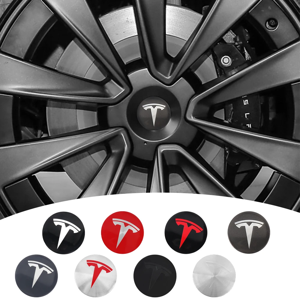 Hot 4pcs 56mm Car Wheel Center Hub Stickers Cap Emblem Cover Tesla Model 3 Model S Model X Y Juniper Roadster Wye Accessories