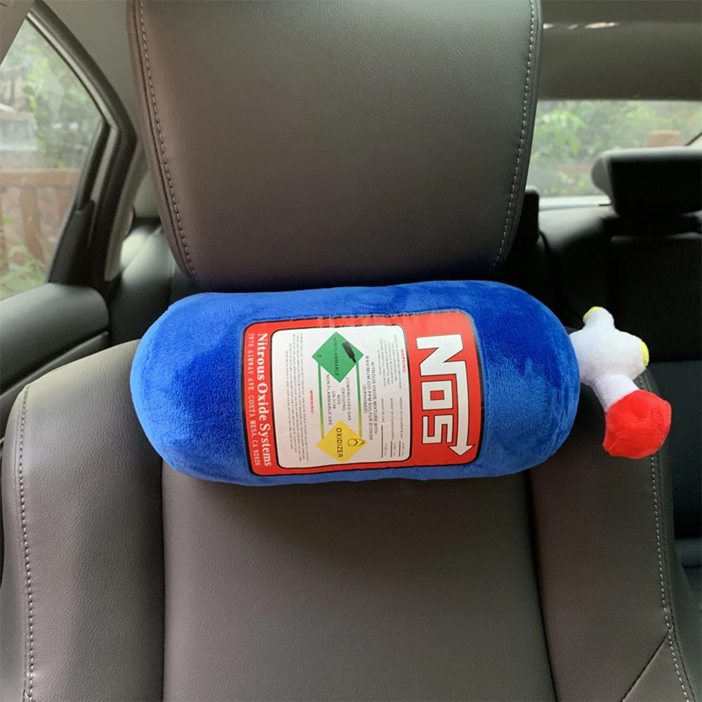New Car Neck Pillow Car Headrest for Driver Front Passenger Seat NOS Bottle Pillow Car Decor Headrest Cushion Plush Pillow
