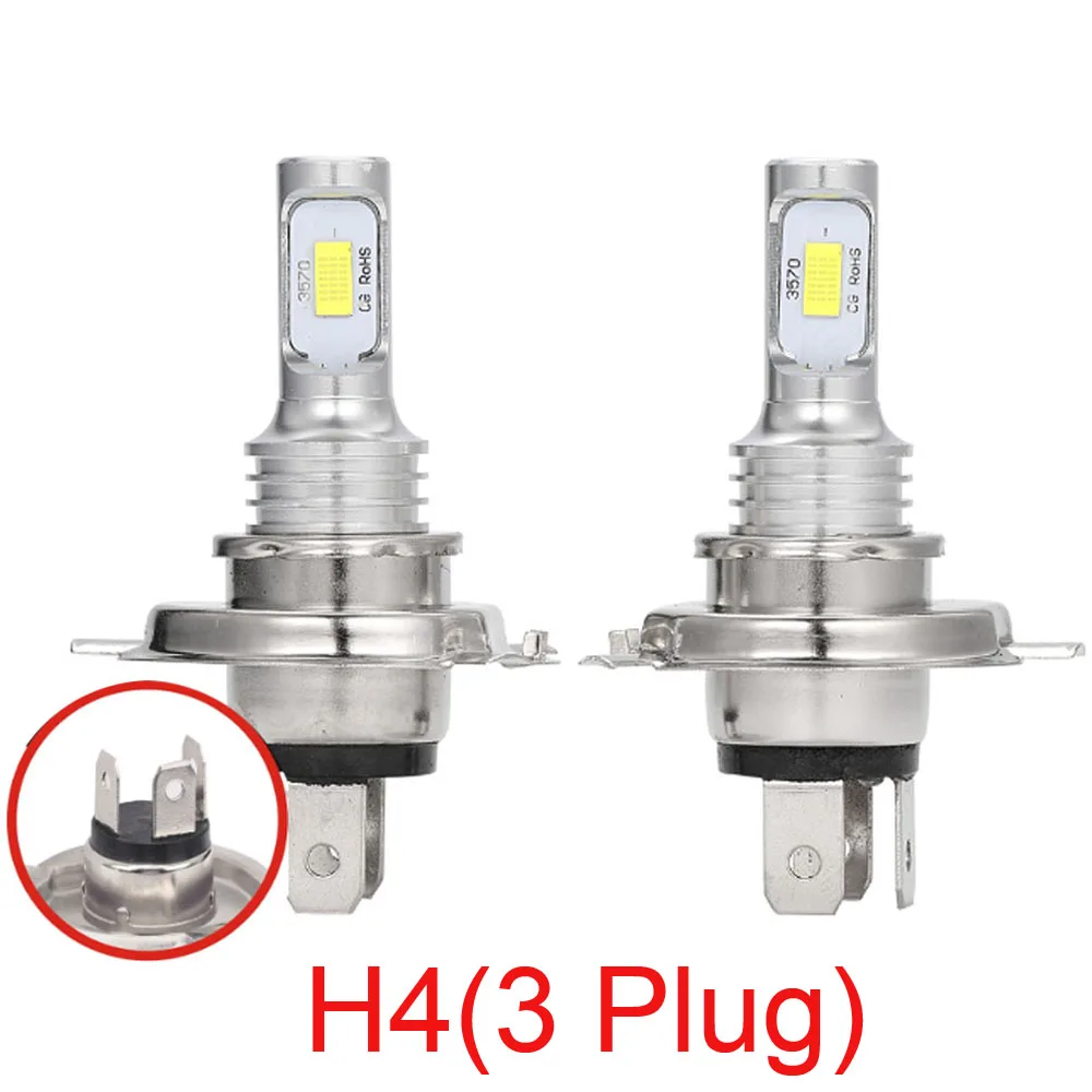 2Pcs H4 H7 H1 H8 H9 H11 9005 9006 LED Bulbs HB3 HB4 CSP LED Super Bright Headlight DRL Lamp 6000K White 3000K Yellow 12000K Blue