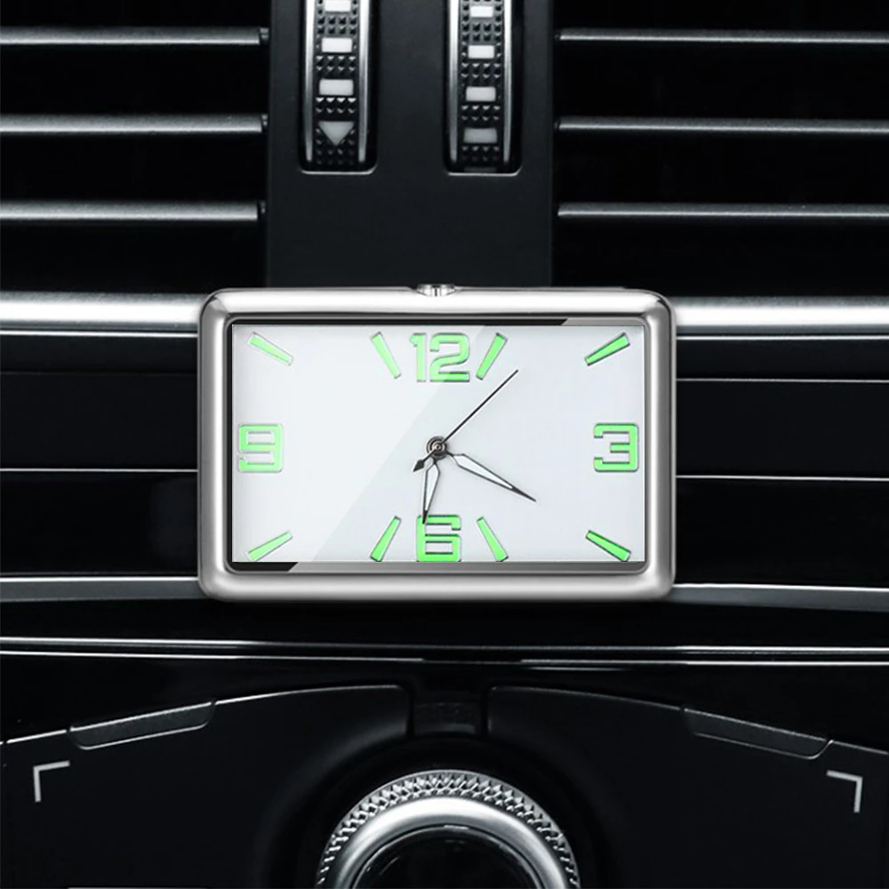 Auto Fashion Car Air Conditioning Vent Electronic Quartz Clock Square Vertical Car Clock Car Luminous Electronic Clock