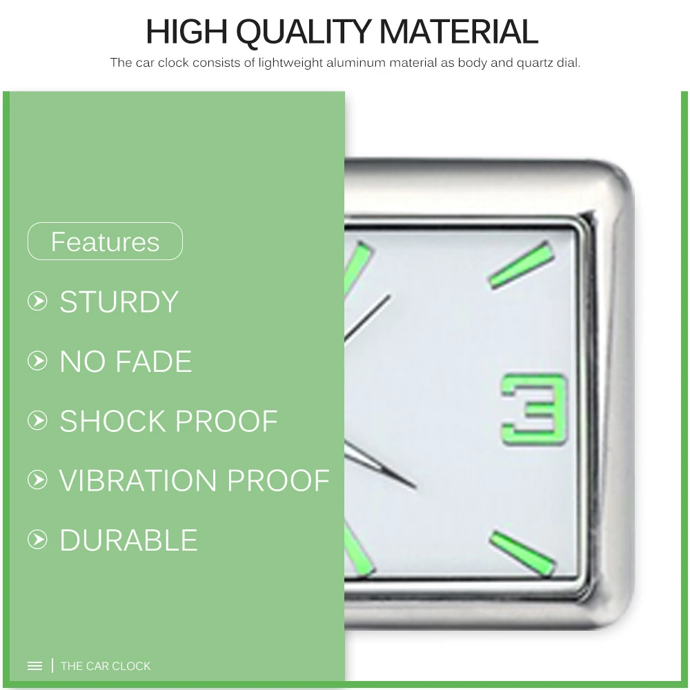 Auto Fashion Car Air Conditioning Vent Electronic Quartz Clock Square Vertical Car Clock Car Luminous Electronic Clock