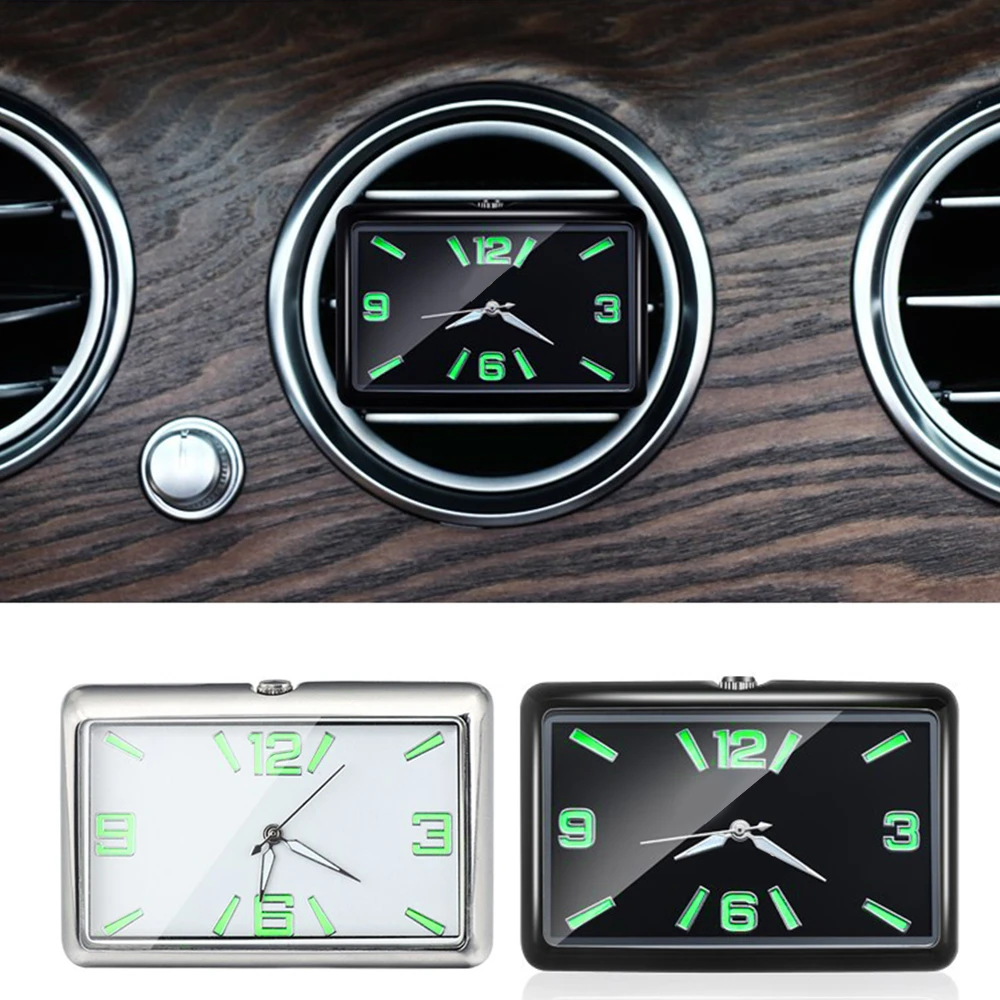 Auto Fashion Car Air Conditioning Vent Electronic Quartz Clock Square Vertical Car Clock Car Luminous Electronic Clock