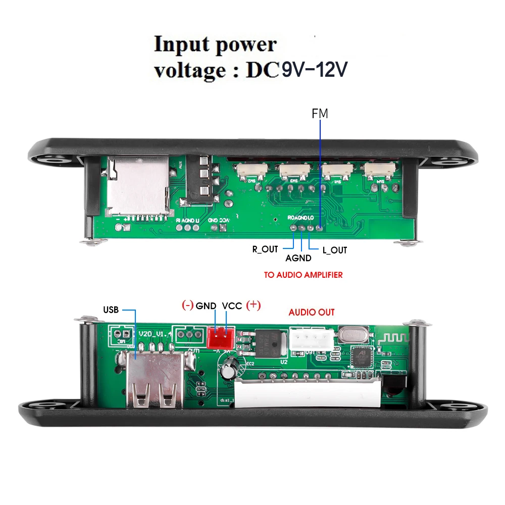 KEBIDU 9V 12V Car Radio Stereo MP3 WMA Decoder Board Audio Module USB TF Radio Bluetooth Wireless MP3 Player With Remote Control