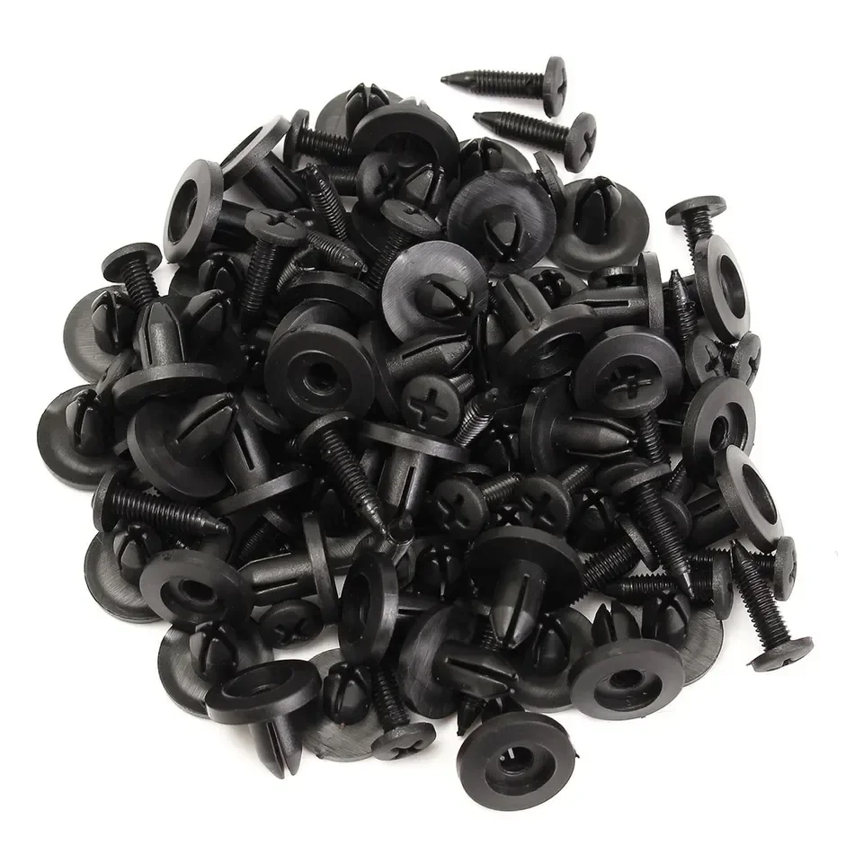50pcs Car Hole Plastic Rivets Fastener Push Clip Black Auto Vehicle Door Trim Panel Retainer Fastener Clips for Toyota Audi