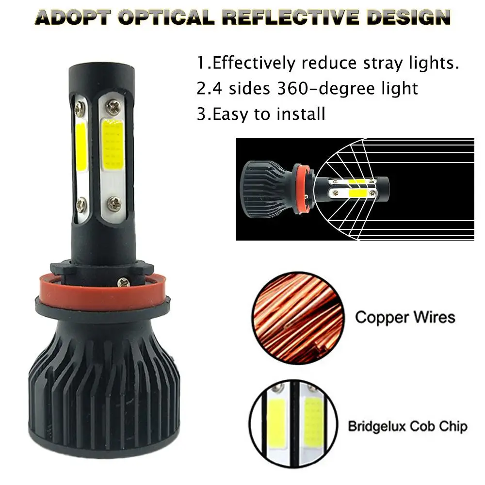 2pcs 16000Lm 50W H4 H8 H9 9004 9007 Hi/Lo Beam H1 H3 H7 9005/HB3 9006/HB4 H8H9H11 9012 Auto Led Headlight White Car Lights 12V