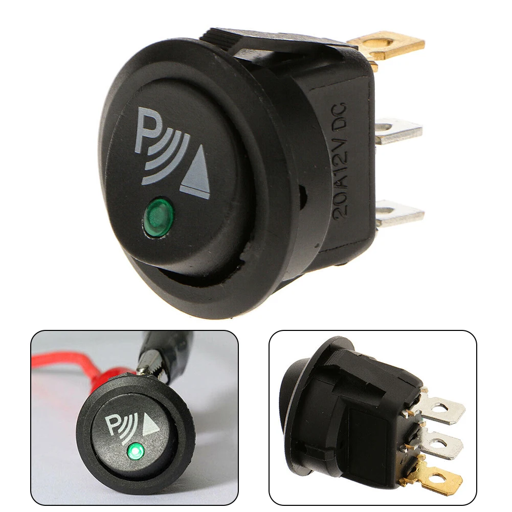 Round Rocker Switch 12V 20A Round Toggle Switch Car 3 Pin Rocker/Parking Off Switch Front Rear Walking Sensor Interior Accessory
