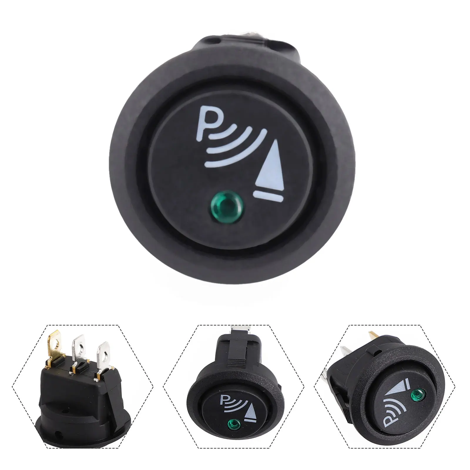 Round Rocker Switch 12V 20A Round Toggle Switch Car 3 Pin Rocker/Parking Off Switch Front Rear Walking Sensor Interior Accessory