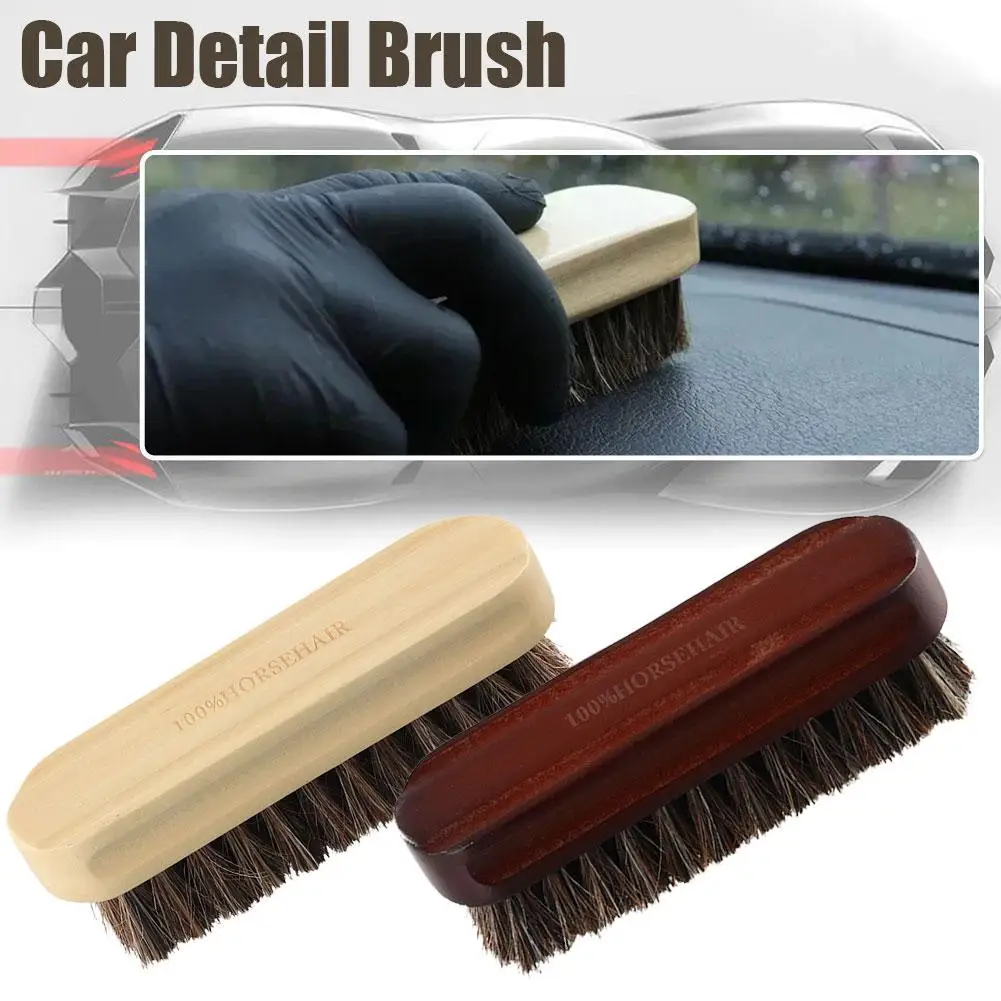 Genuine Horsehair Wooden Brush For Car Detailing Polishing Brush Seat Handle Instrument Panel Roof Cleaning Tool