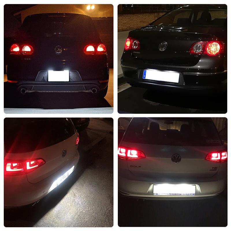 2Pcs For VW Golf 4/5/6/7 Passat Amarok Arteon New Beetle Crafter Crafter Eos White LED Number License Plate Light