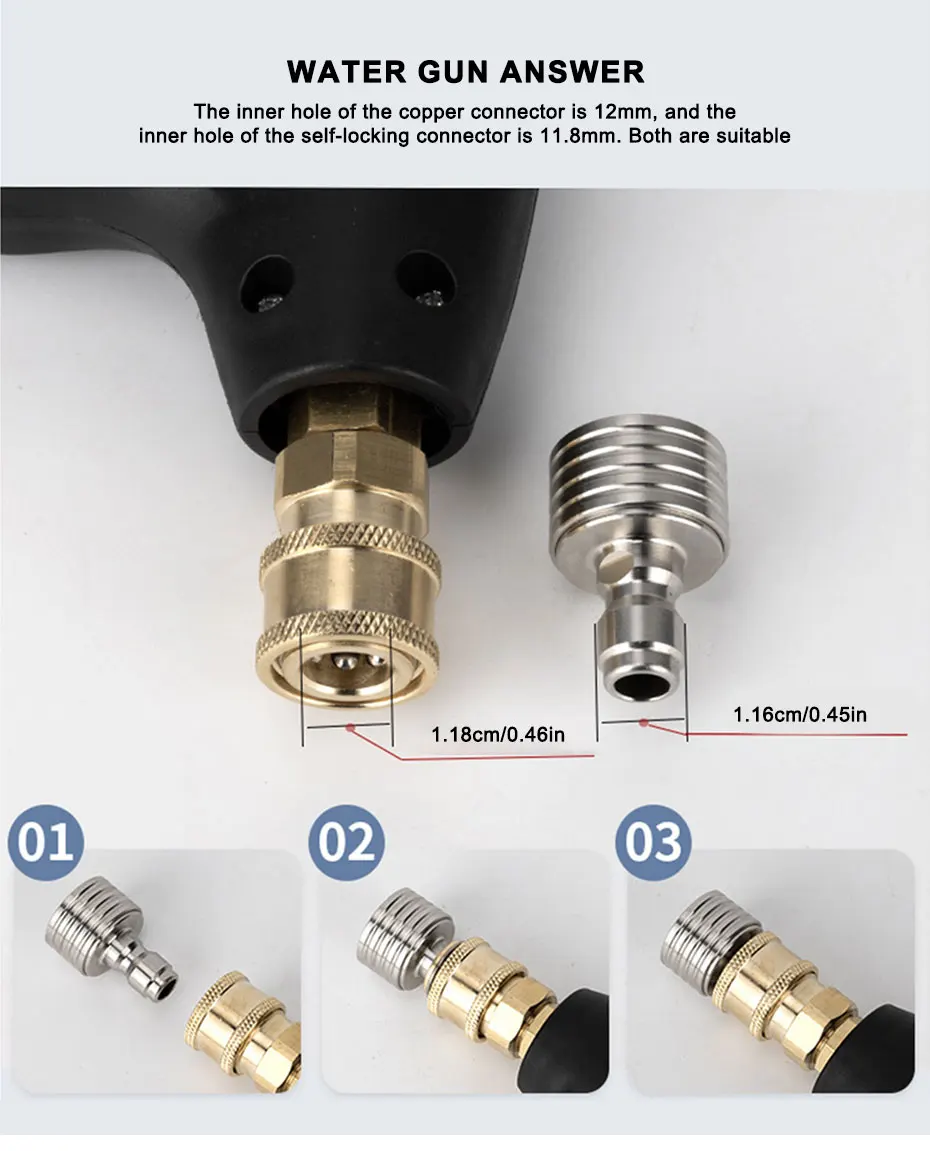 SEAMETAL Stainless Steel Shower Blades High Pressure Water Gun Interface Washing Nozzle 1/4 Quick Connect Car Wash Accessories
