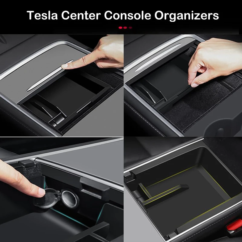 Storage Box for Tesla Model Y 2021-2024 Accessories Center Console Trays for Tesla Model 3 2021-2023 Hidden Box Webcam Cover