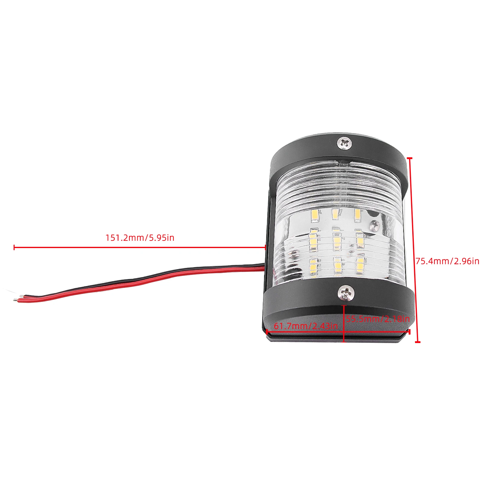 AD 1pc Universal 12V 24V ABS LED Navigation Light Lamp Signal Lamp For Marine Boat Yacht Truck Trailer Van White Side Light