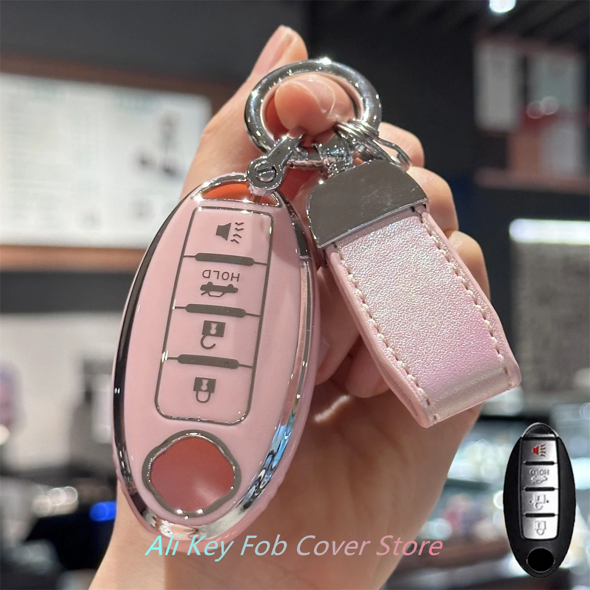 Key Fob Cover Keychain Lanyard for Nissan Altima Rogue Sentra Pathfinder Frontier Maxima Titan Murano Kicks Juke Versa Arma