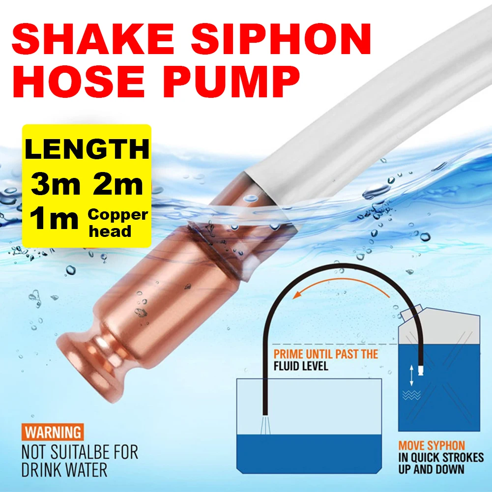 Self Suction Oil Pump Copper Filler Pipe Manual Pumping Oil Pipe Fittings Siphon Connector Fuel Water Shaker Siphon