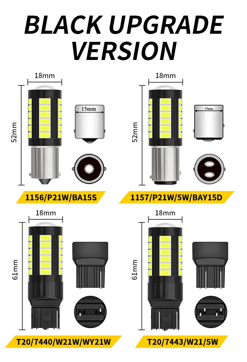 2pcs LED 1156 BA15S P21W 1157 BAU15S PY21W P21/5W BAY15D For Car Truck ATV Light Canbus 5630SMD Turn Signal Lamp DRL Bulb 12V24V
